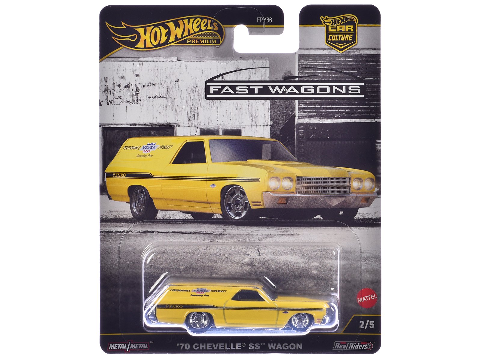 1970 Chevrolet Chevelle SS Wagon "Yenko" Yellow "Fast Wagons" Series Diecast Model Car by Hot Wheels view 3