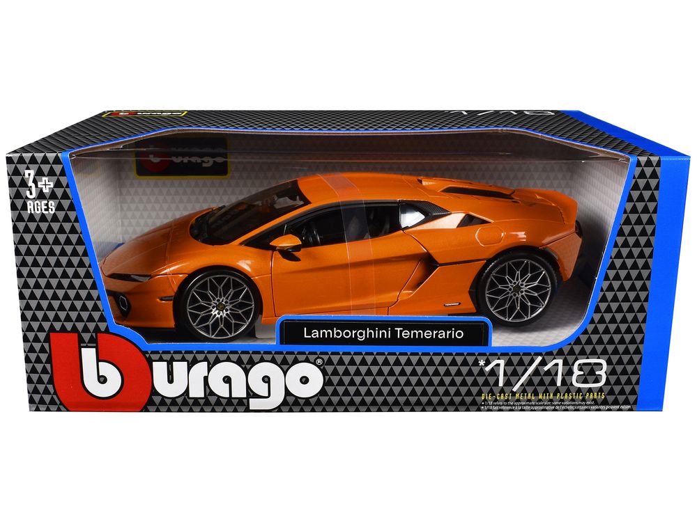Lamborghini Temerario Orange Metallic 1/18 Diecast Model Car by Bburago view 3