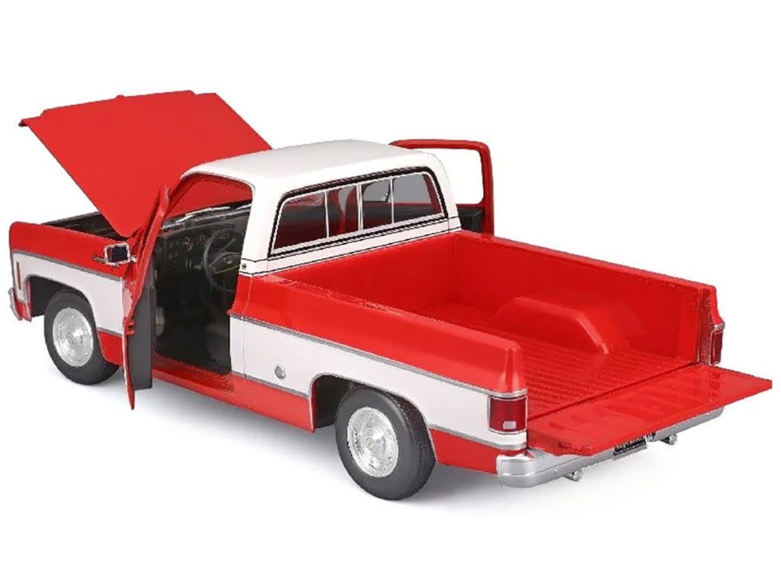 1974 Chevrolet C10 Cheyenne Super Pickup Truck Red and White "Special Edition" Series 1/18 Diecast Model Car by Maisto view 3