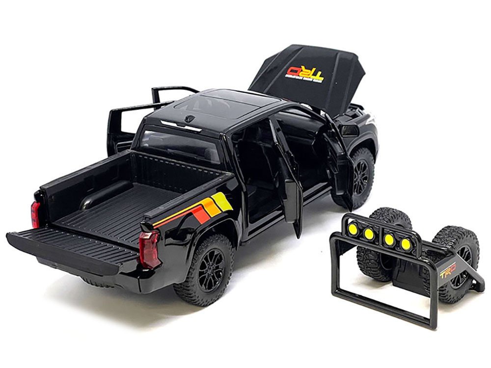 2023 Toyota Tundra TRD 4x4 Pickup Truck Black with TRD Stripes with Sunroof and Wheel Rack Limited Edition to 2400 pieces Worldwide 1/24 Diecast Model Car view 2