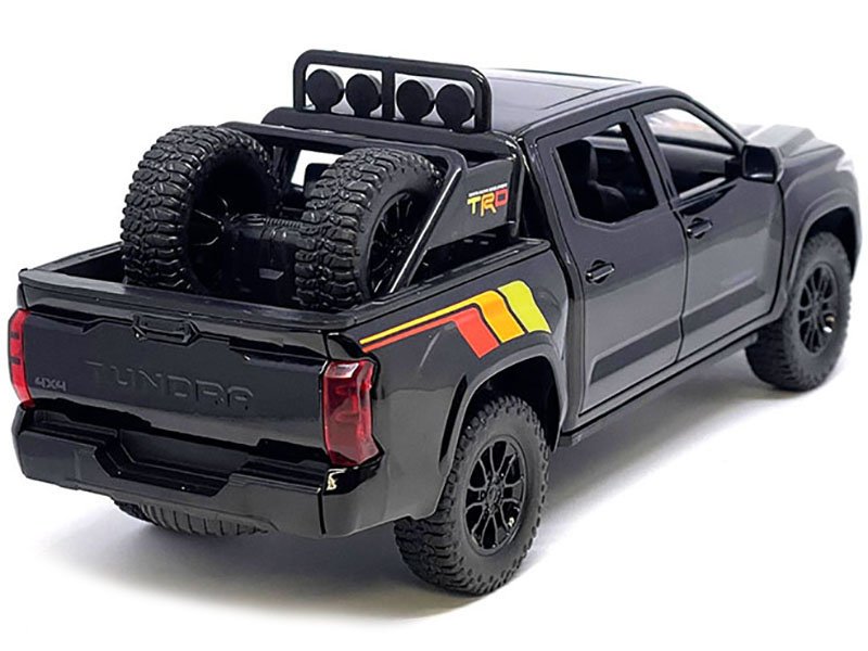 2023 Toyota Tundra TRD 4x4 Pickup Truck Black with TRD Stripes with Sunroof and Wheel Rack Limited Edition to 2400 pieces Worldwide 1/24 Diecast Model Car view 3