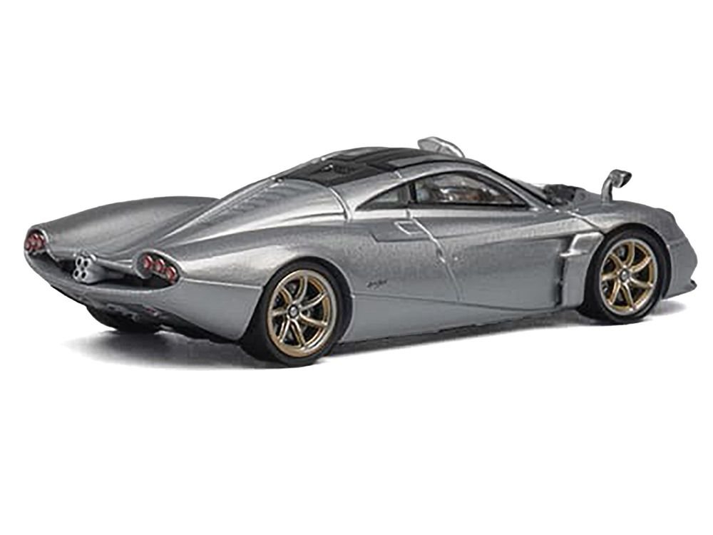 Pagani Huayra Codalunga Silver Metallic with Sunroof and Extra Wheels 1/64 Diecast Model Car by CM Model view 2