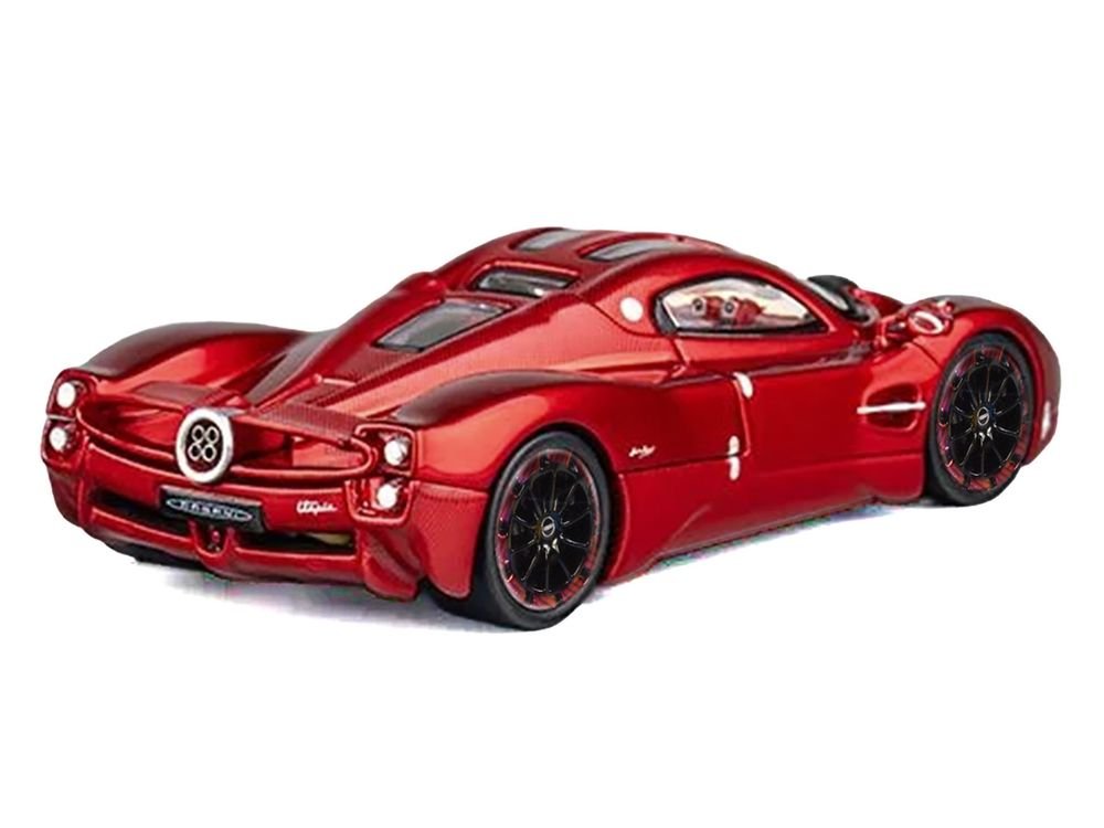 Pagani Utopia Red Metallic with Red Carbon Top 1/64 Diecast Model Car by CM Model view 3