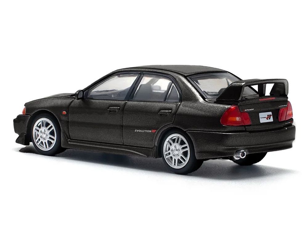 Mitsubishi Lancer Evolution IV RHD (Right Hand Drive) Pyrenees Black Pearl 1/64 Diecast Model Car by Pop Race view 4