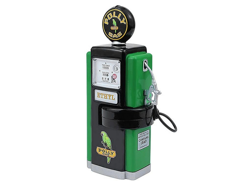 1948 Wayne 100-A Gas Pump "Polly Gas" Black and Green "Vintage Gas Pumps" Series 17 1/18 Diecast Replica by Greenlight view 2