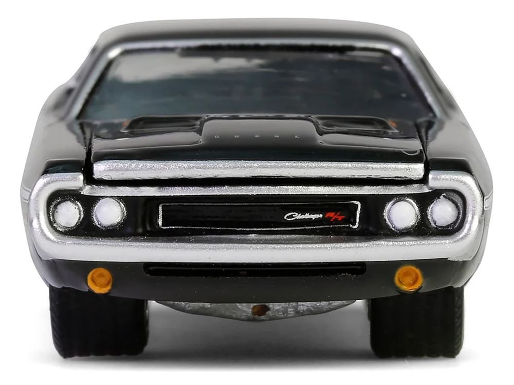 1970 Dodge Challenger R/T 440 Black with White Stripes "Barrett-Jackson" Series 15 1/64 Diecast Model Car by Greenlight view 5