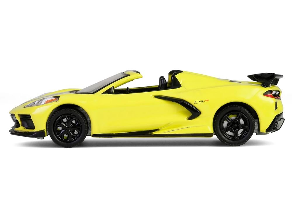2022 Chevrolet Corvette C8.R Convertible Yellow with Silver Stripes "Barrett-Jackson" Series 15 1/64 Diecast Model Car by Greenlight view 2