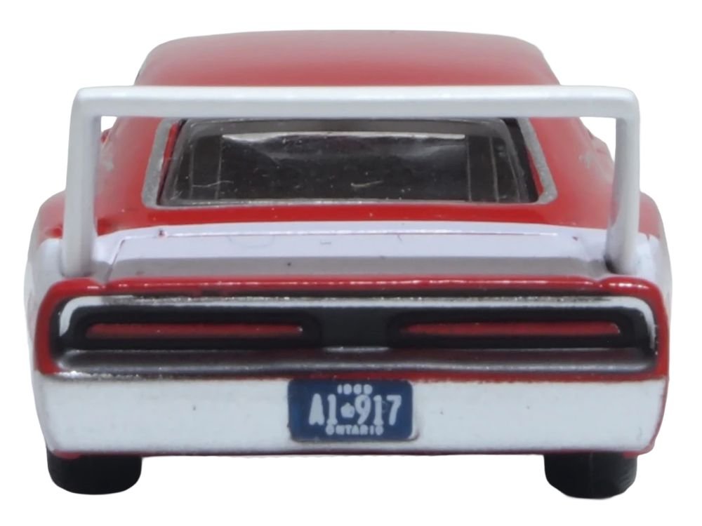 1969 Dodge Charger Daytona Red with White Stripe 1/87 (HO) Scale Diecast Model Car by Oxford Diecast view 4