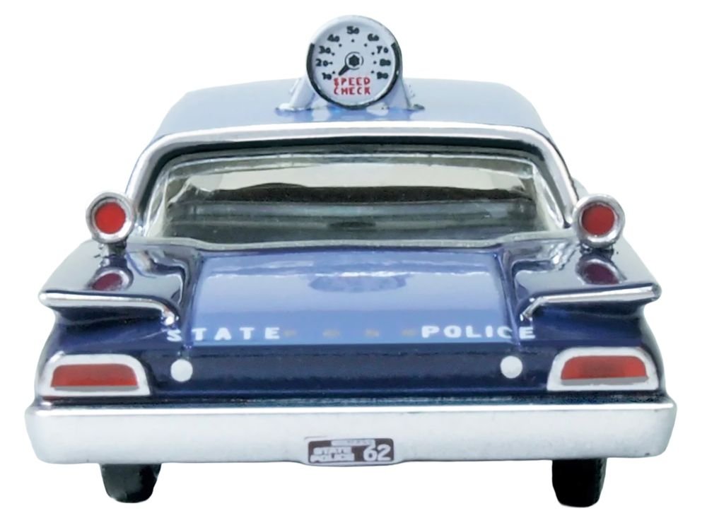 1960 Ford Fairlane Sedan "Massachusetts State Police Radar Car" Blue Two-Tone 1/87 (HO) Scale Diecast Model Car by Oxford Diecast view 4