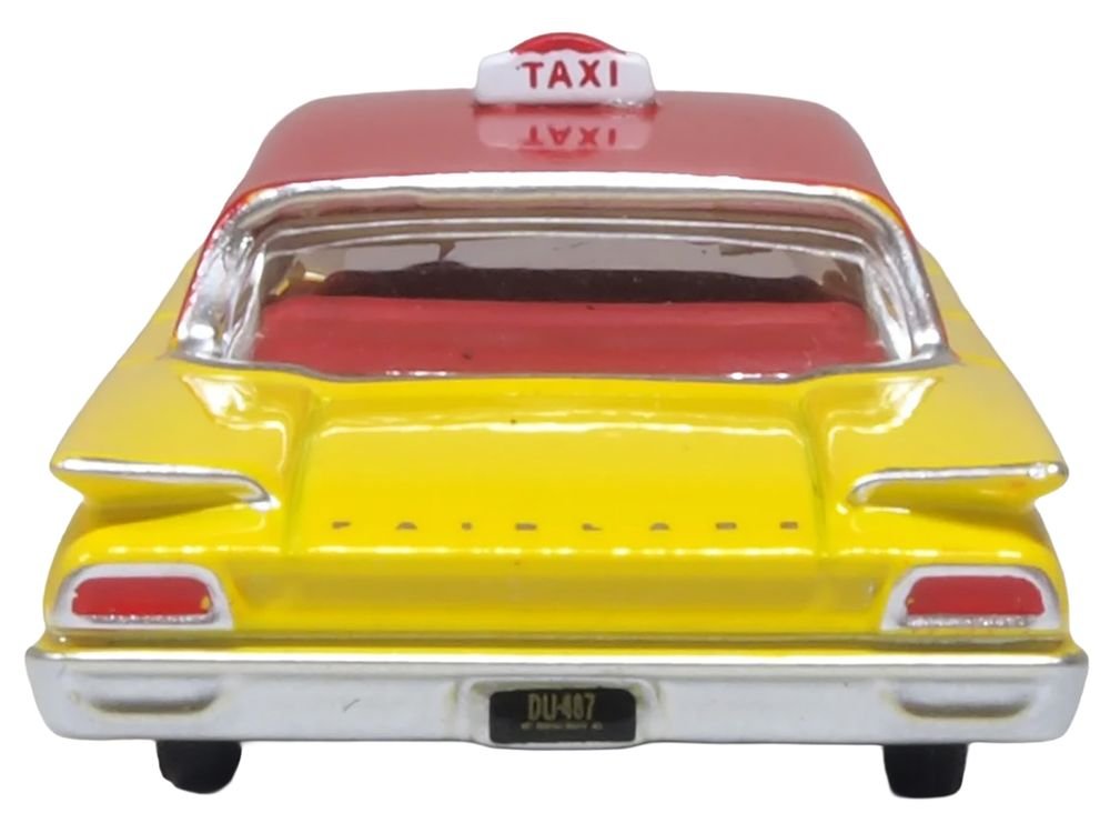 1960 Ford Fairlane Sedan "NYC Taxi" Yellow with Red Top and Interior 1/87 (HO) Scale Diecast Model Car by Oxford Diecast view 5
