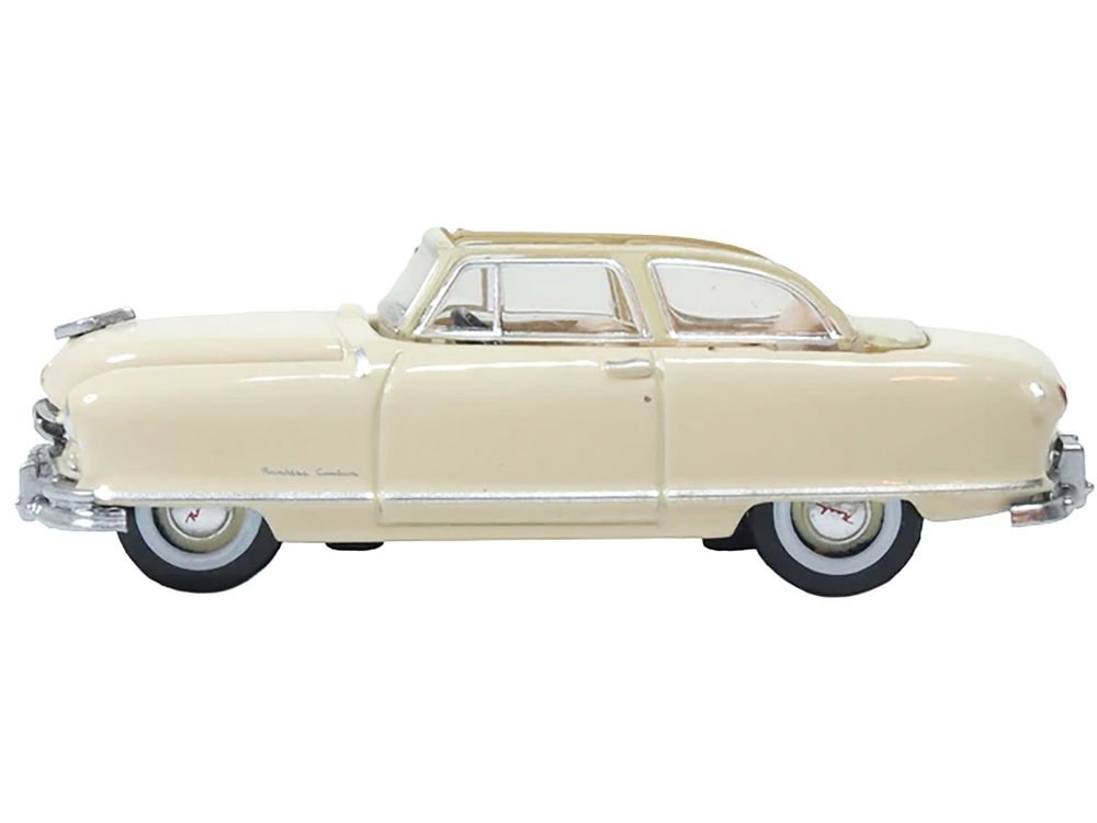 1950 Nash Rambler Custom Landau Convertible (Open) Champagne Ivory 1/87 (HO) Scale Diecast Model Car by Oxford Diecast view 2