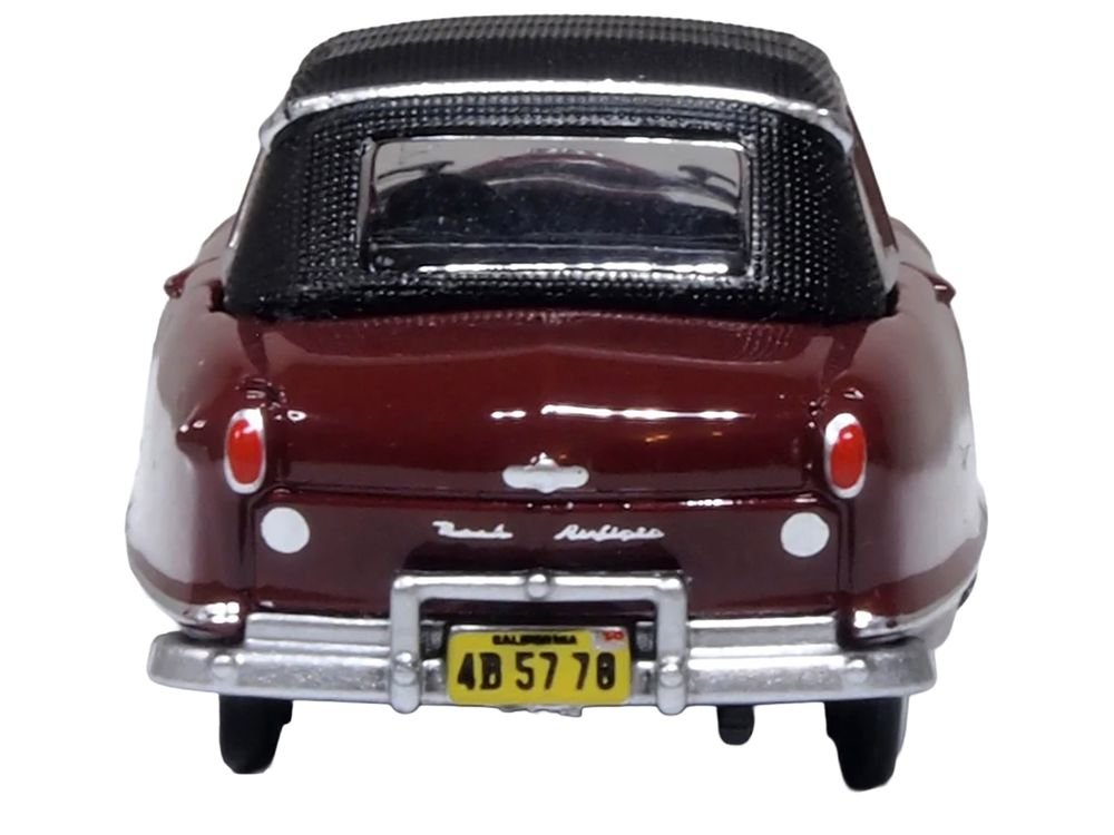 1950 Nash Rambler Custom Landau Convertible (Closed) Sunset Maroon with Black Top 1/87 (HO) Scale Diecast Model Car by Oxford Diecast view 4