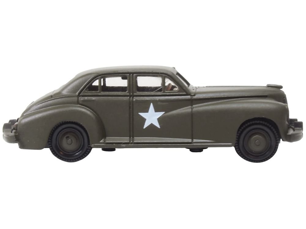 1942 Packard Clipper Touring Sedan "US Army Staff Car" Olive Drab 1/87 (HO) Scale Diecast Model Car by Oxford Diecast view 2