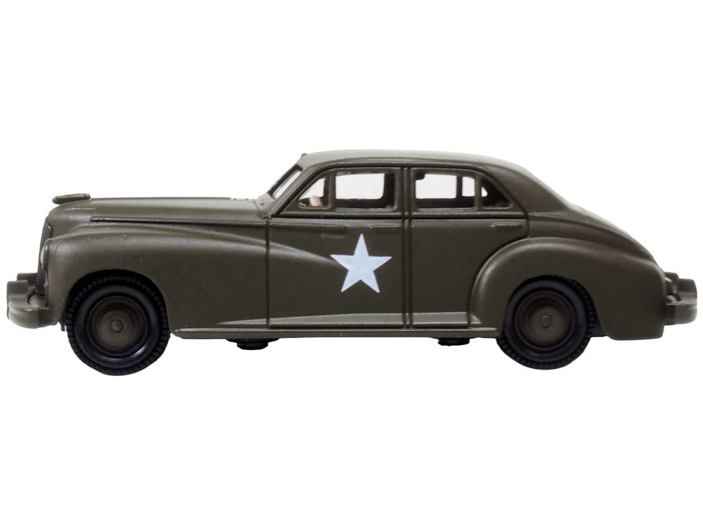 1942 Packard Clipper Touring Sedan "US Army Staff Car" Olive Drab 1/87 (HO) Scale Diecast Model Car by Oxford Diecast view 3