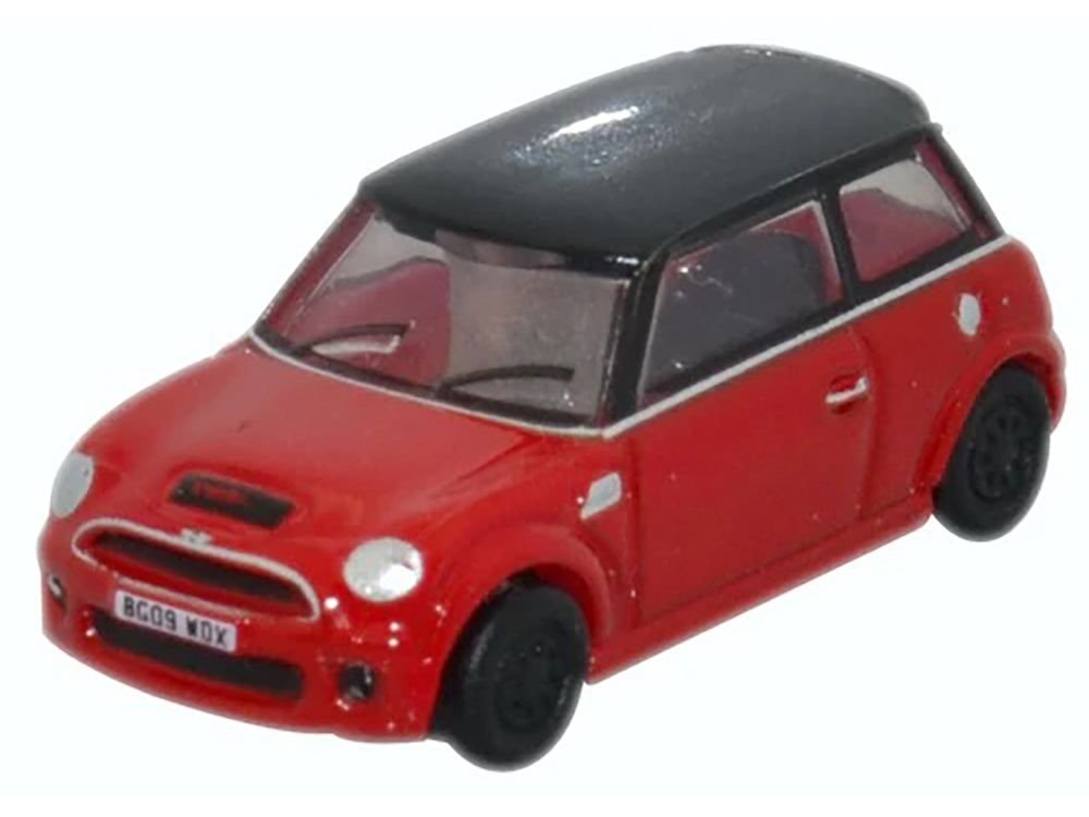 Mini Cooper S RHD (Right Hand Drive) Chili Red with Black Top 1/148 (N) Scale Diecast Model Car by Oxford Diecast view 2