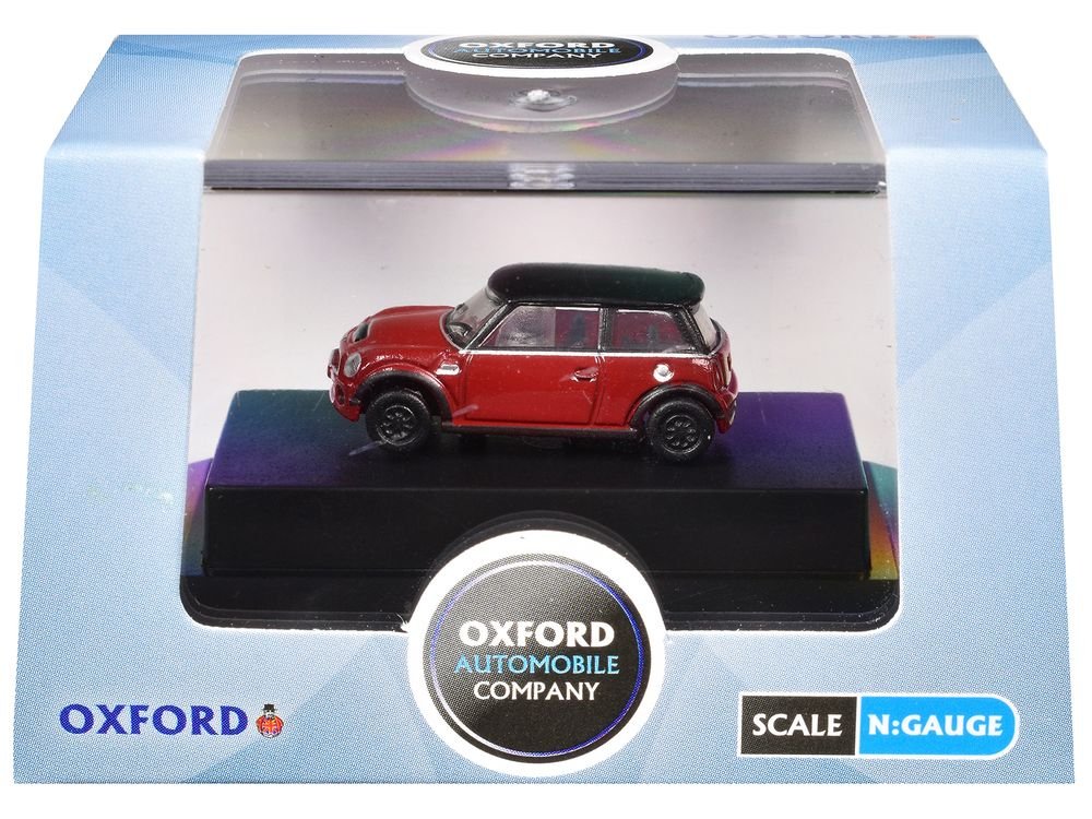 Mini Cooper S RHD (Right Hand Drive) Chili Red with Black Top 1/148 (N) Scale Diecast Model Car by Oxford Diecast view 3