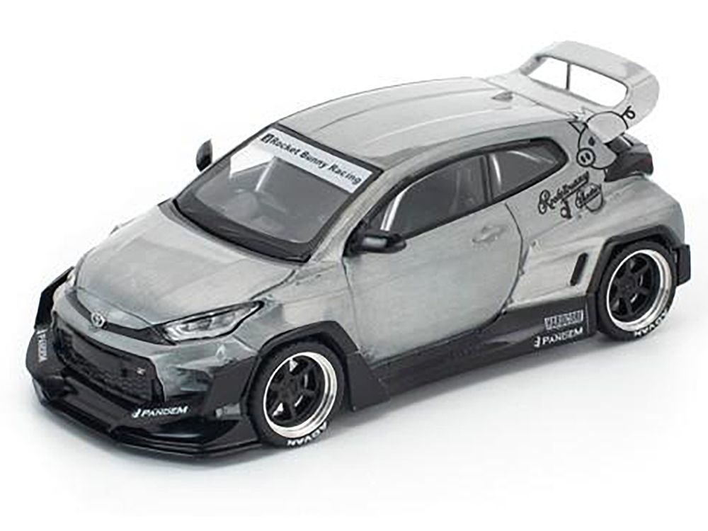Toyota "Pandem" GR Yaris RHD (Right Hand Drive) Raw Metal 1/64 Diecast Model Car by Pop Race view 2