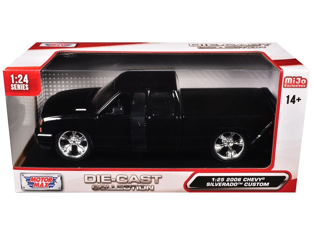 2006 Chevrolet Silverado Custom Pickup Truck Black "Die-Cast Collection" Series 1/25 Diecast Model Car by Motormax view 3