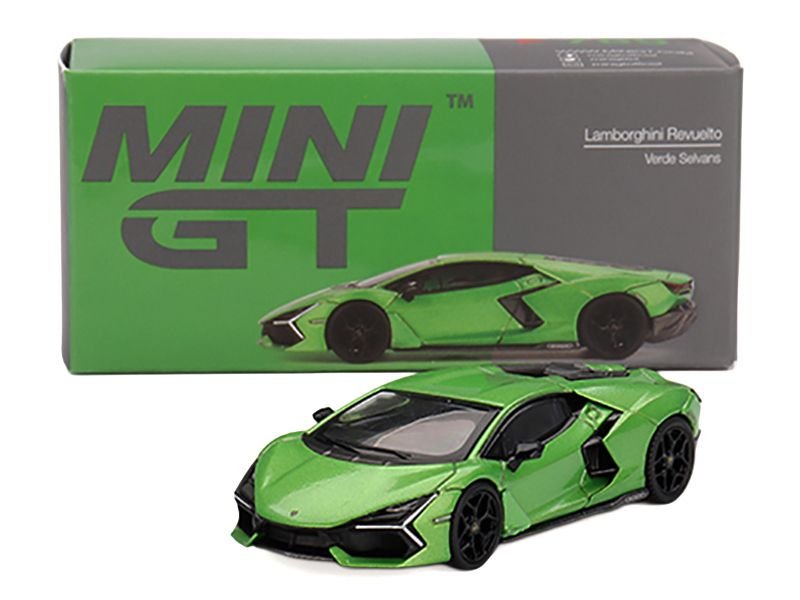 Lamborghini Revuelto Verde Selvans Green Metallic Limited Edition 1/64 Diecast Model Car by Mini GT view 4