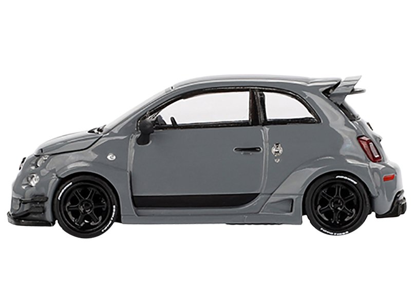 ABARTH 595 #49 "LB-Works x Abas Works" Gray Limited Edition 1/64 Diecast Model Car by Mini GT view 2