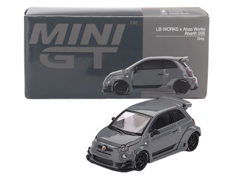 ABARTH 595 #49 "LB-Works x Abas Works" Gray Limited Edition 1/64 Diecast Model Car by Mini GT view 4
