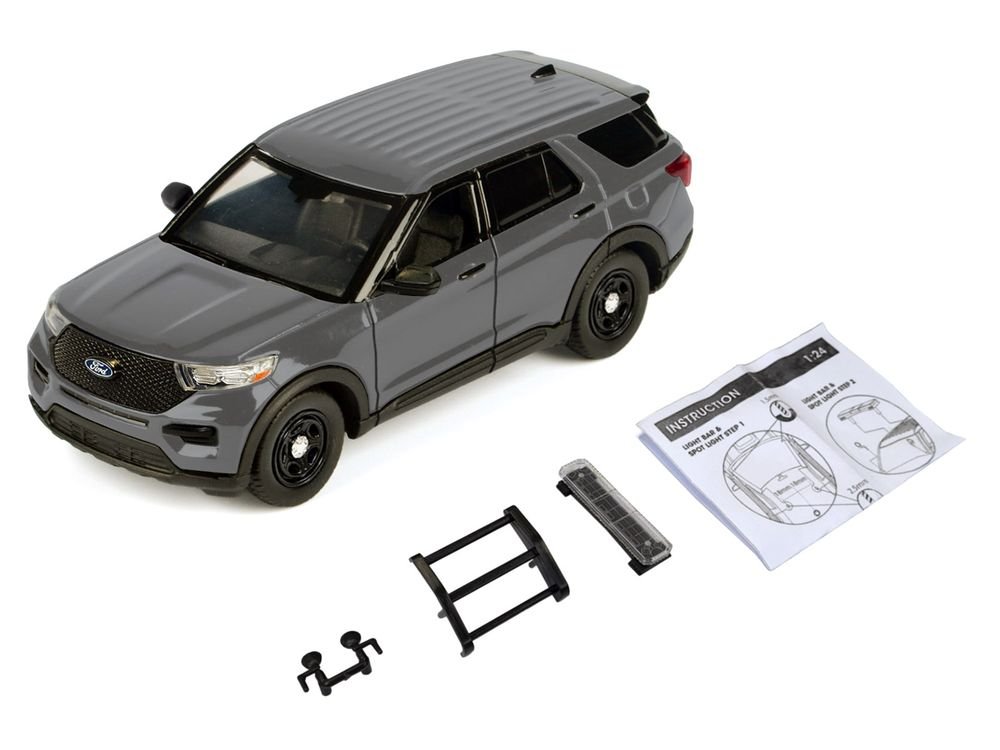 2022 Ford Police Interceptor Utility Unmarked Gray Metallic "Builder's Kit" "Law Enforcement and Public Service" Series 1/24 Diecast Model Car by Motormax view 2