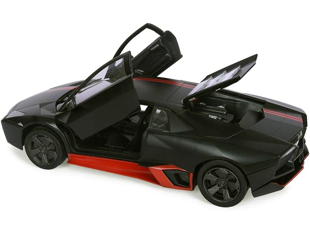 Lamborghini Reventon Matt Black with Red Stripes "Satin Paint" Series 1/24 Diecast Model Car by Motormax view 2