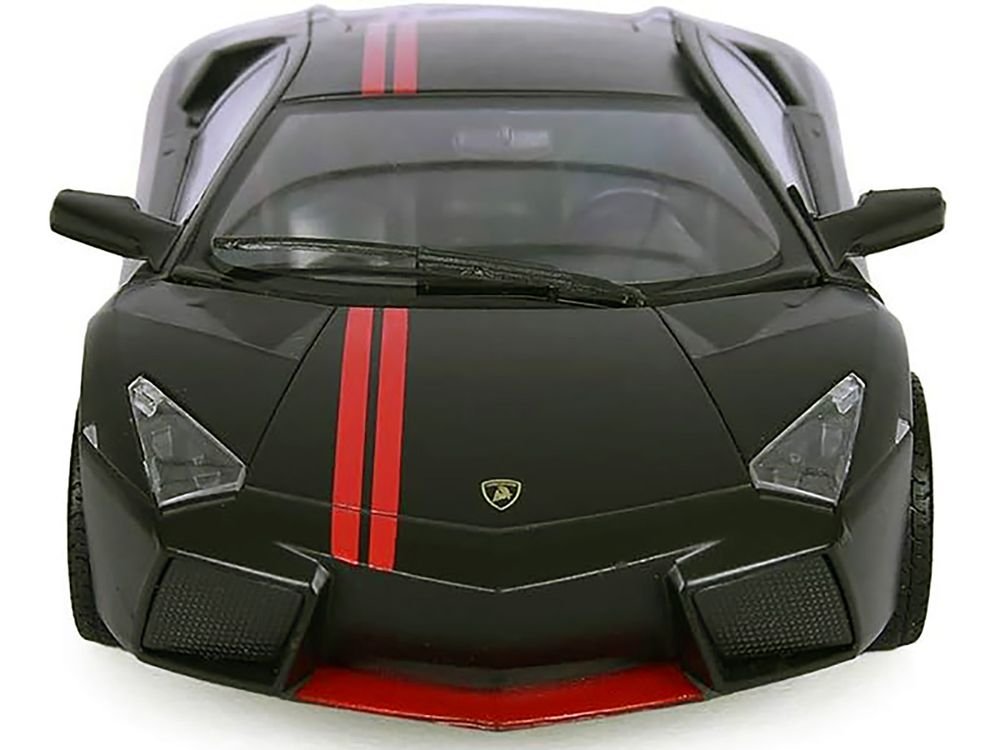Lamborghini Reventon Matt Black with Red Stripes "Satin Paint" Series 1/24 Diecast Model Car by Motormax view 3