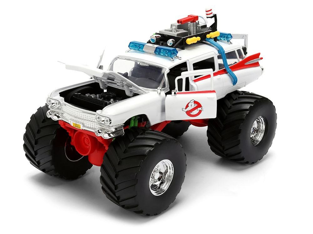 1959 Cadillac Ambulance Ecto-1 "Ghostbusters" (1984) Movie Monster Truck Version "Hollywood Rides" Series 1/24 Diecast Model Car by Jada view 2