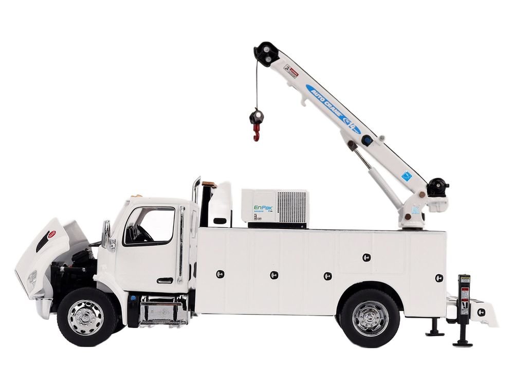 Peterbilt 536 Auto-Crane Titan85-Body HC14-Crane Work Truck with Miller EnPak White "Transport Series" 1/50 Diecast Model by Diecast Masters view 2