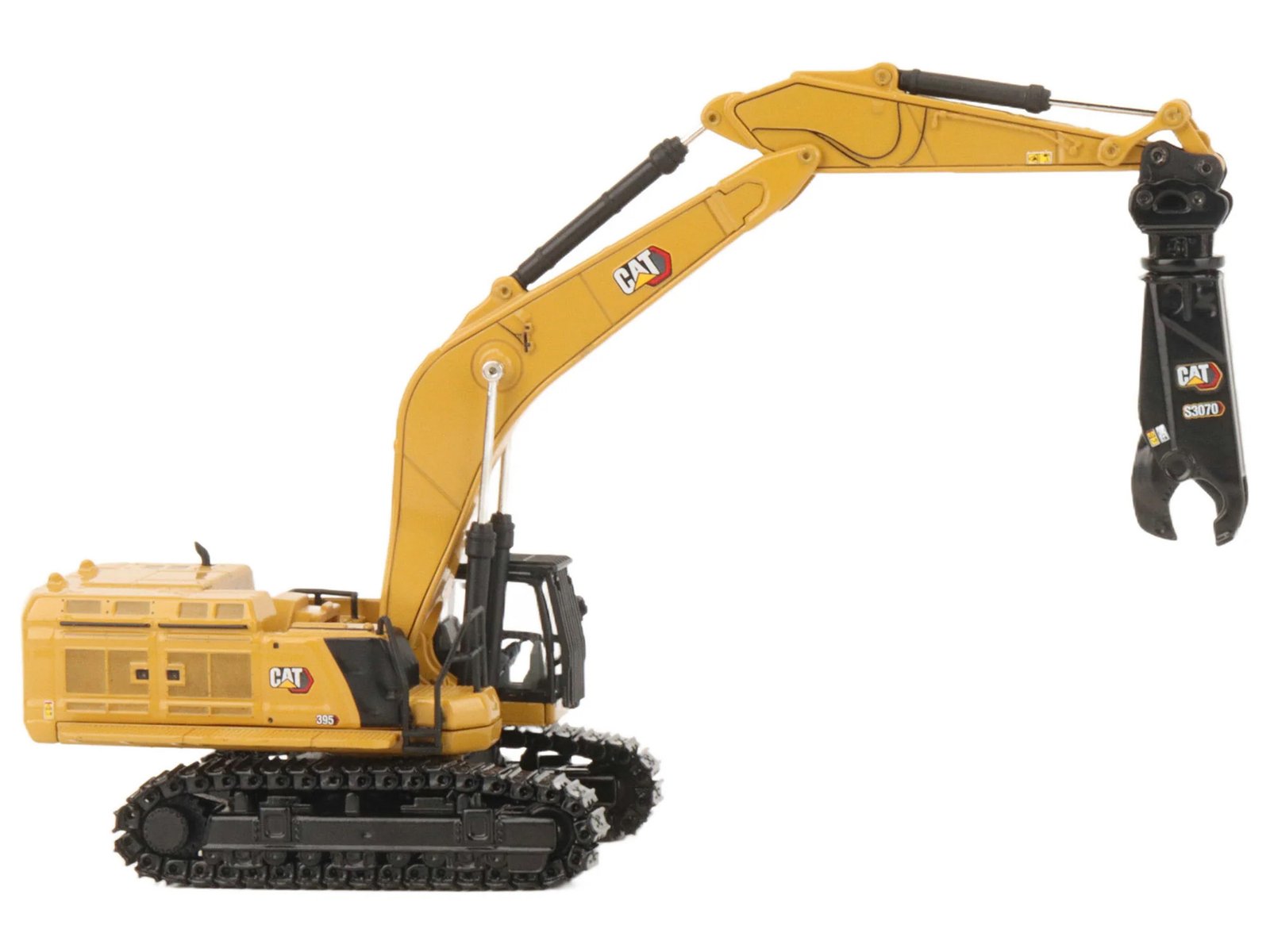 CAT Caterpillar 395 Next-Generation Hydraulic Excavator (Mass Excavator Version) Yellow with Additional Tools "High Line Series" 1/87 (HO) Diecast Model by Diecast Masters view 4