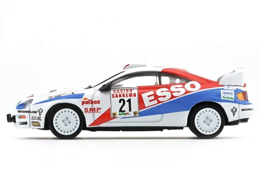 Toyota Celica GT-Four #21 Gilberto Pianezzola - Loris Roggia "Rallye Sanremo - Rallye d'Italia" (1996) with Extra Wheels 1/64 Diecast Model Car by BM Creations view 2