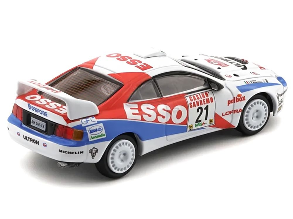 Toyota Celica GT-Four #21 Gilberto Pianezzola - Loris Roggia "Rallye Sanremo - Rallye d'Italia" (1996) with Extra Wheels 1/64 Diecast Model Car by BM Creations view 3