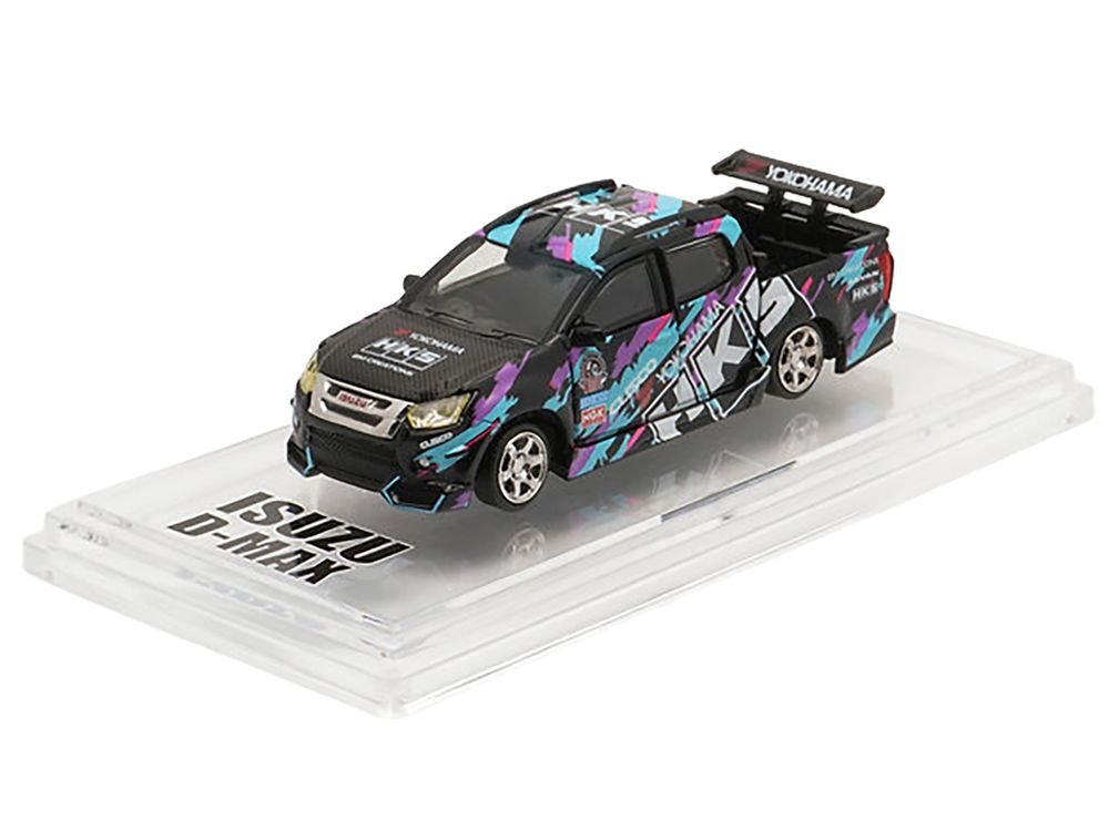 Isuzu D-Max Lowrider Pickup Truck RHD (Right Hand Drive) "HKS" Black with Graphics "Thailand Diecast Expo 2025" 1/64 Diecast Model Car by BM Creations view 5