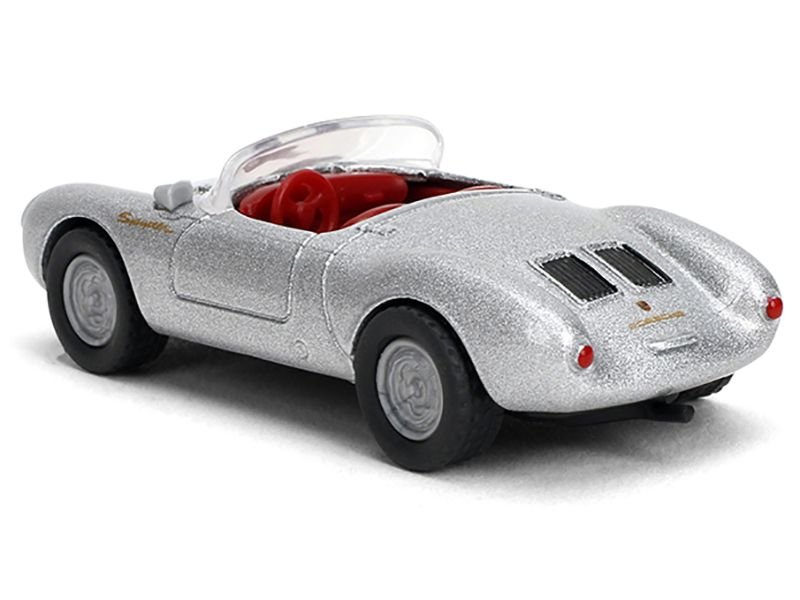 1955 Porsche 550 Spyder Silver Metallic with Red Interior "Collection" Series 1/64 Diecast Model Car by Majorette view 3