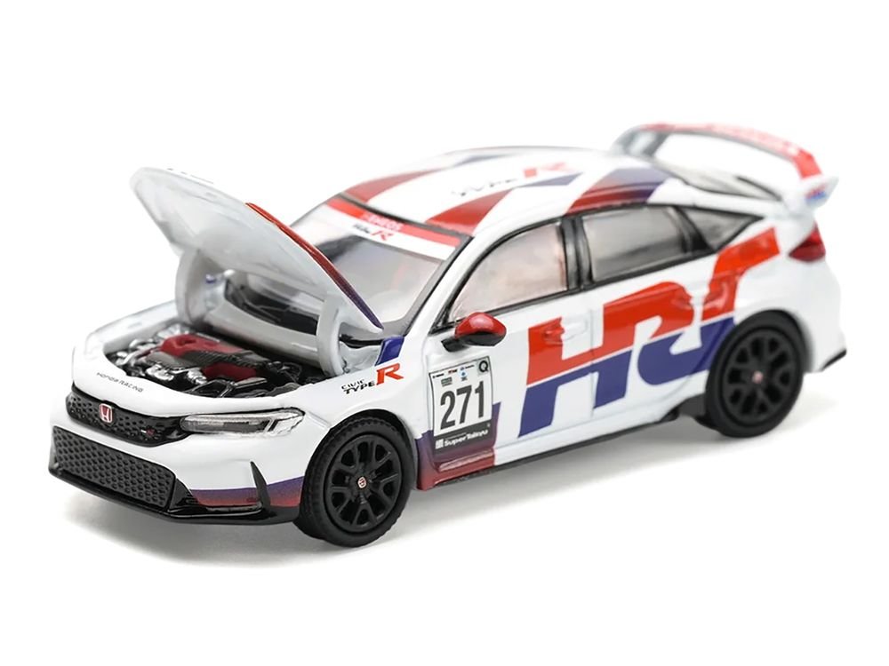 Honda Civic Type R FL5 "HRC - Honda Racing" White with Graphics 1/64 Diecast Model Car by Pop Race view 2