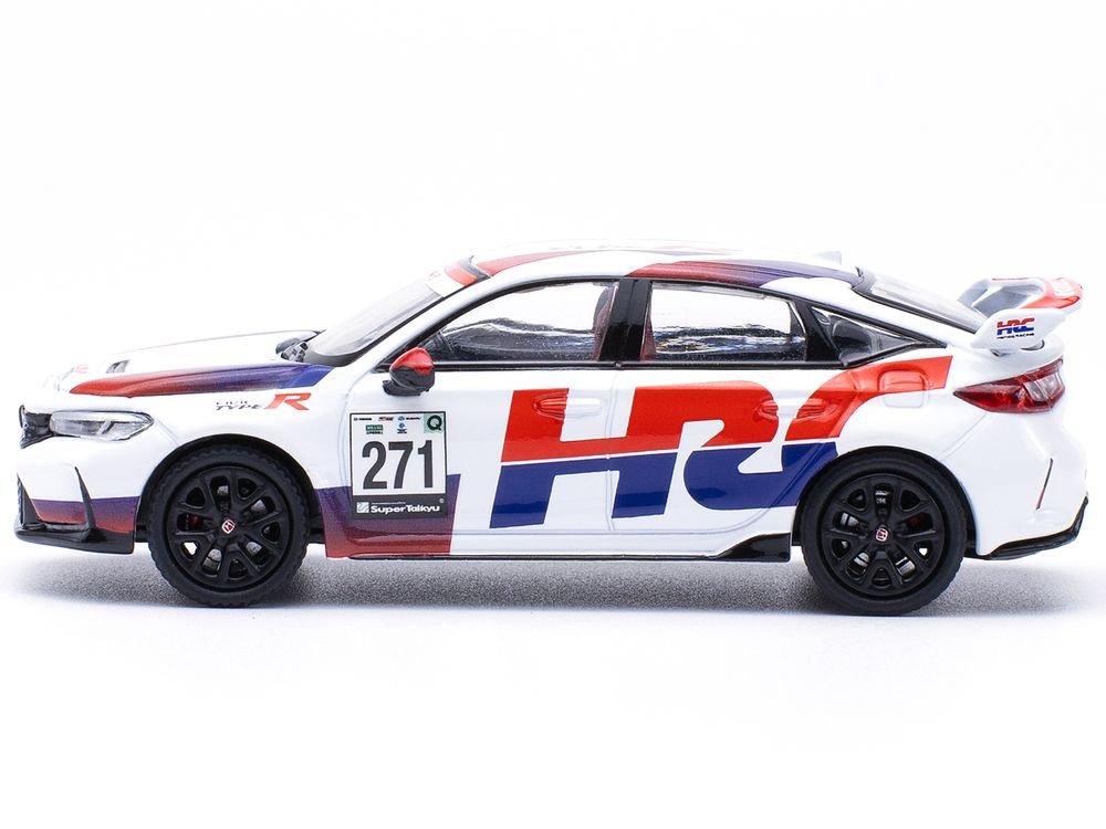 Honda Civic Type R FL5 "HRC - Honda Racing" White with Graphics 1/64 Diecast Model Car by Pop Race view 3