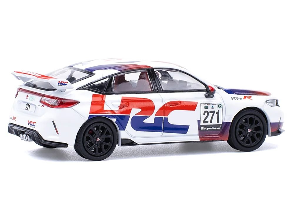 Honda Civic Type R FL5 "HRC - Honda Racing" White with Graphics 1/64 Diecast Model Car by Pop Race view 4
