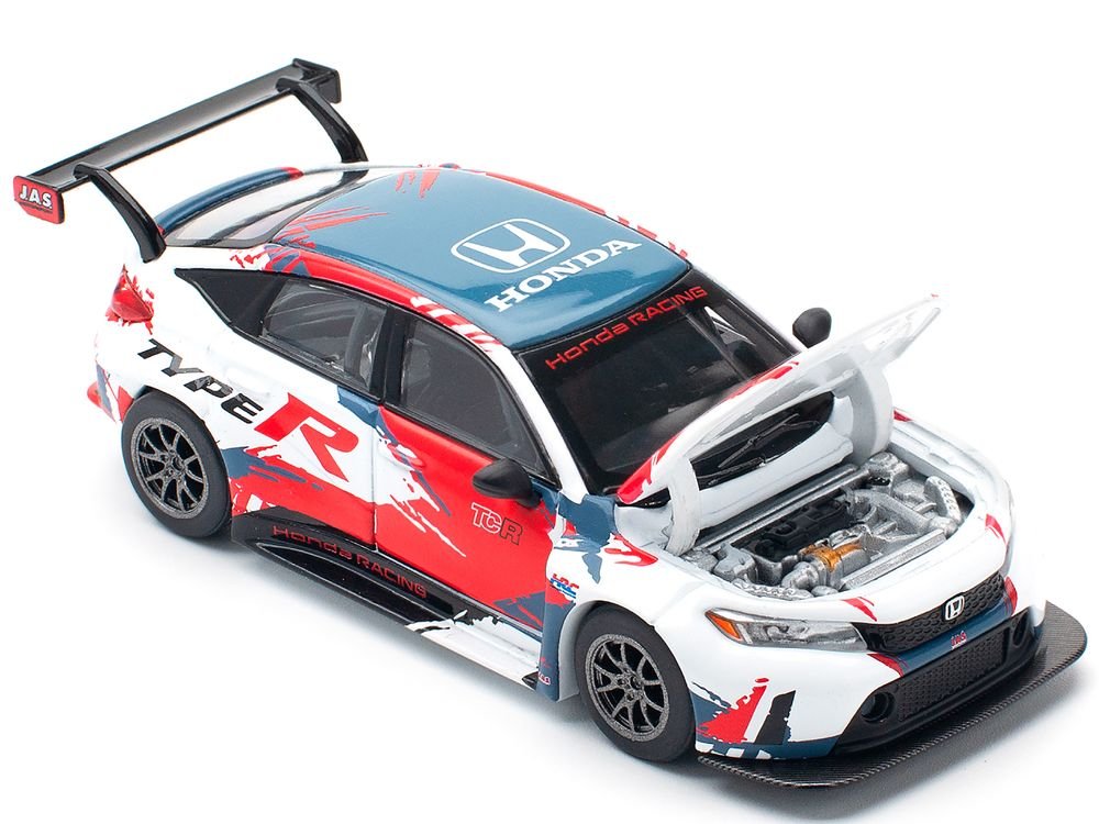 Honda Civic Type R TCR "Presentation" White with Graphics 1/64 Diecast Model Car by Pop Race view 2
