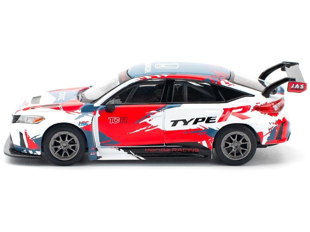 Honda Civic Type R TCR "Presentation" White with Graphics 1/64 Diecast Model Car by Pop Race view 3