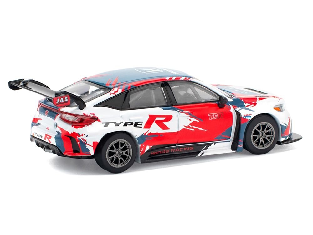 Honda Civic Type R TCR "Presentation" White with Graphics 1/64 Diecast Model Car by Pop Race view 4