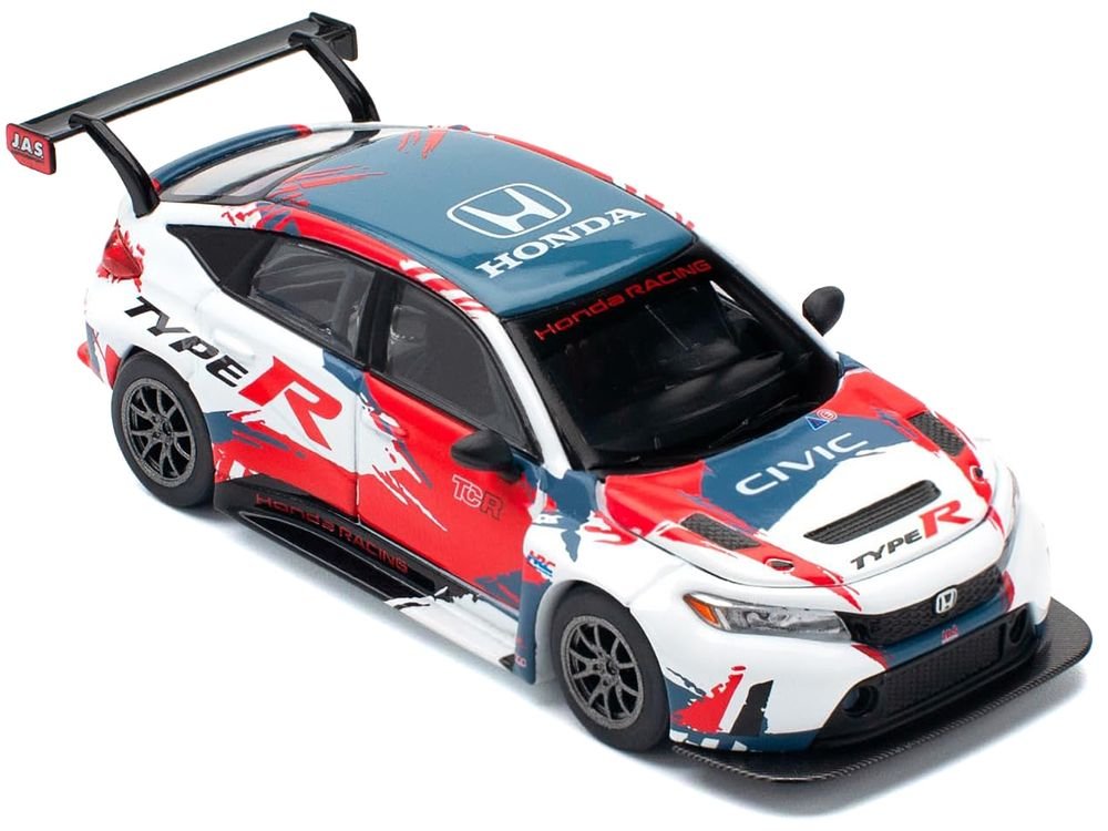 Honda Civic Type R TCR "Presentation" White with Graphics 1/64 Diecast Model Car by Pop Race view 5