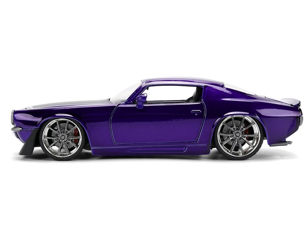 1971 Chevrolet Camaro Z/28 Purple Metallic with Black Hood "Bigtime Muscle" Series 1/24 Diecast Model Car by Jada view 3
