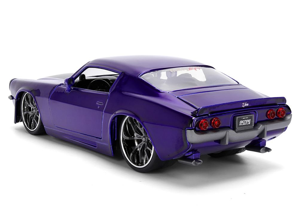 1971 Chevrolet Camaro Z/28 Purple Metallic with Black Hood "Bigtime Muscle" Series 1/24 Diecast Model Car by Jada view 5