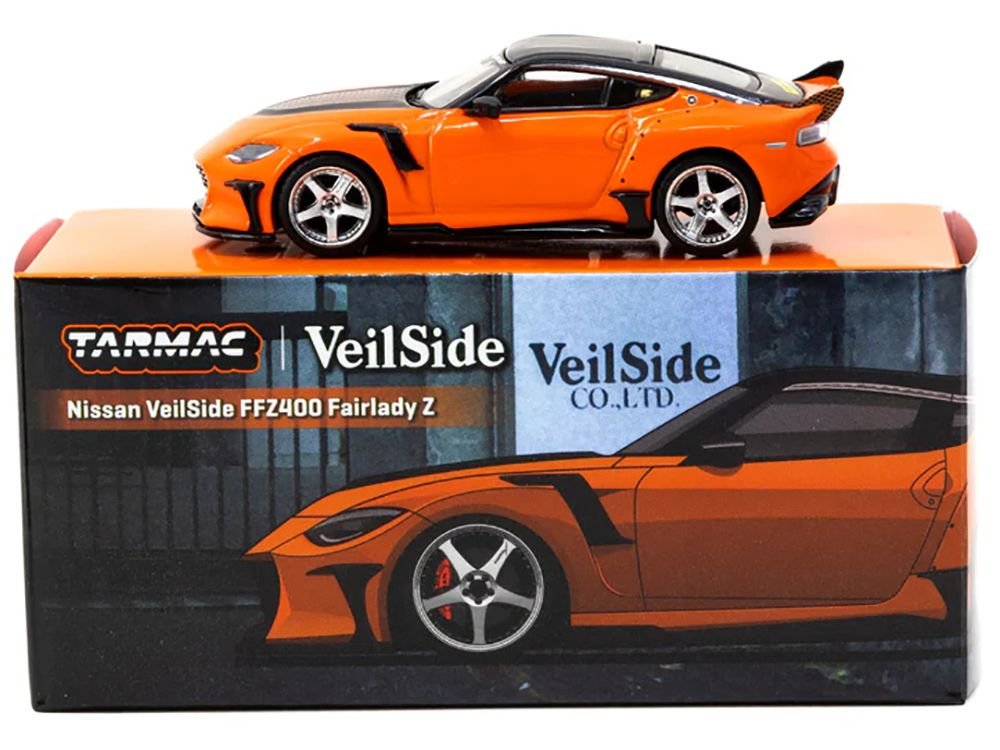 Nissan VeilSide FFZ400 Fairlady Z RHD (Right Hand Drive) Orange with Black Top "Global64" Series 1/64 Diecast Model by Tarmac Works view 3