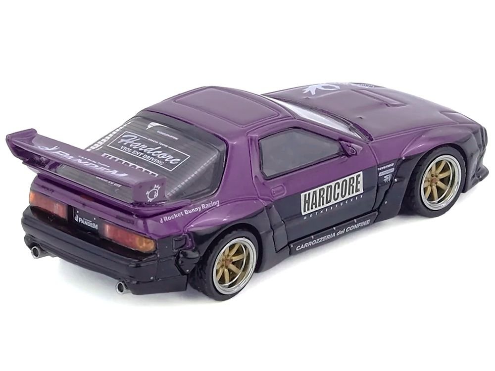 Mazda RX7 (FC3S) "Pandem Rocket Bunny" Kit Purple Metallic and Black 1/64 Diecast Model Car by Inno Models view 2