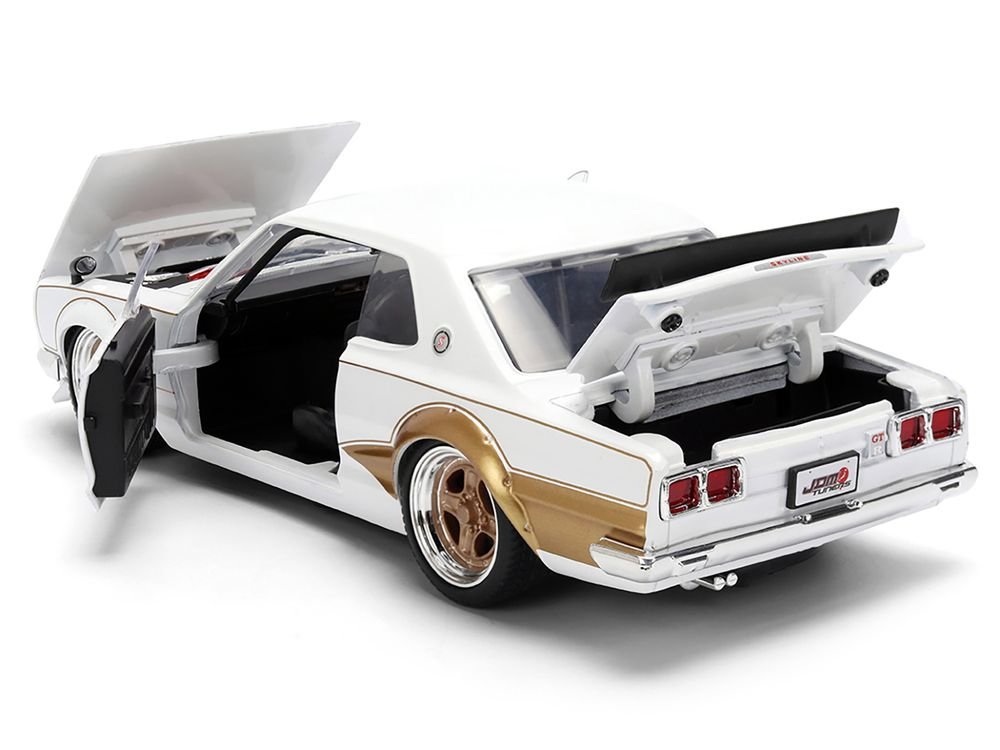 1971 Nissan Skyline 2000GT-R RHD (Right Hand Drive) White with Gold Graphics "JDM Tuners" Series 1/24 Diecast Model Car by Jada view 5