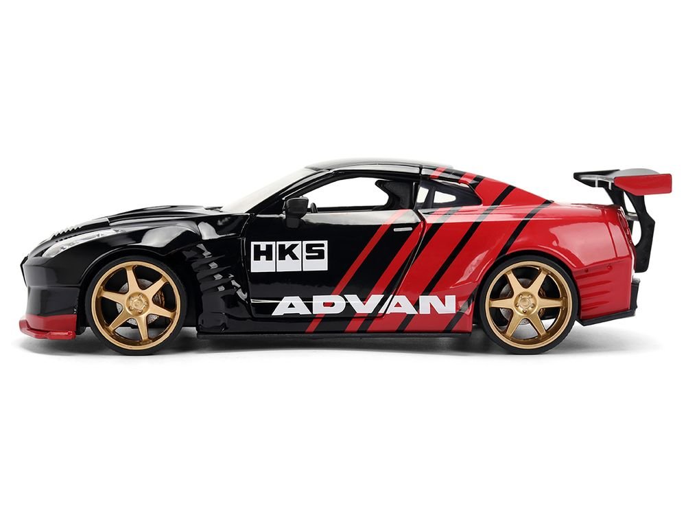 2009 Nissan GT-R (R35) Ben Sopra "Advan" Black and Red "JDM Tuners" Series 1/24 Diecast Model Car by Jada view 3