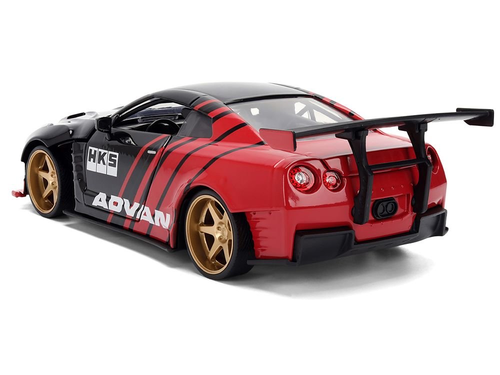 2009 Nissan GT-R (R35) Ben Sopra "Advan" Black and Red "JDM Tuners" Series 1/24 Diecast Model Car by Jada view 5