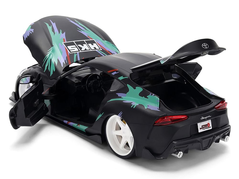 2020 Toyota GR Supra "HKS" Matt Black with Graphics "JDM Tuners" Series 1/24 Diecast Model Car by Jada view 4